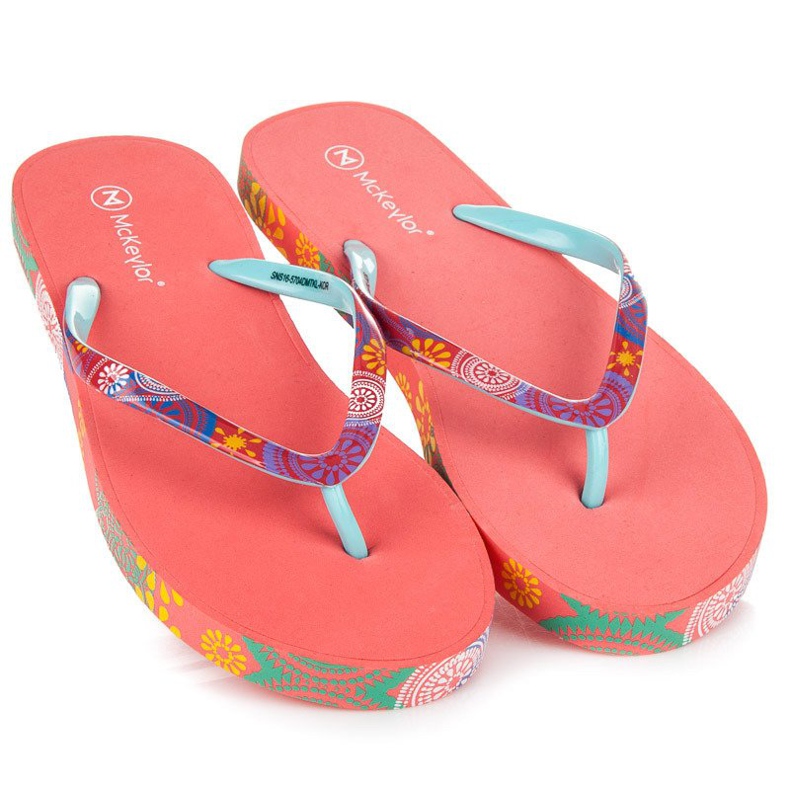 Mckeylor Koralle Damenhausschuhe rot 1