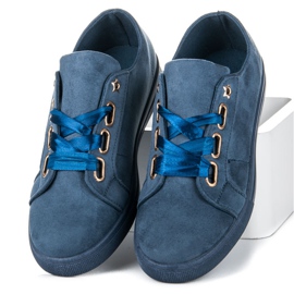 Ideal Shoes Wildleder Turnschuhe mit Band blau 2