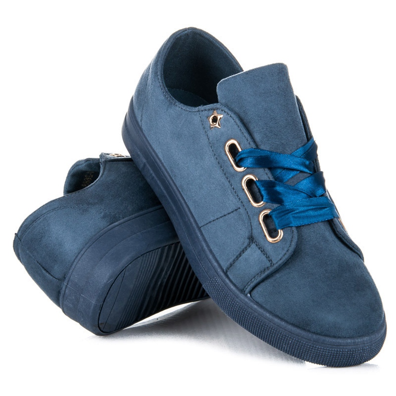 Ideal Shoes Wildleder Turnschuhe mit Band blau 1