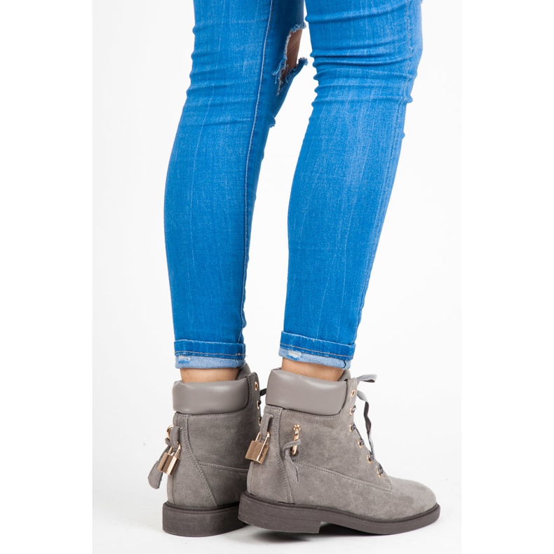 Ideal Shoes Wildlederarbeiter Mit Einem Band Gebunden grau 2