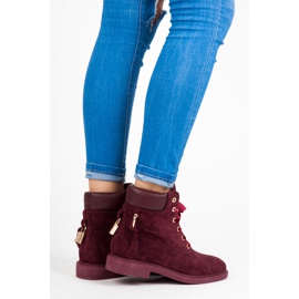 Ideal Shoes Maroon Workers mit einem Band gebunden rot 1