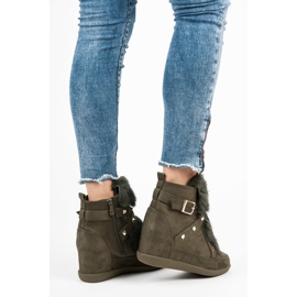 Kylie Turnschuhe mit Fell grün 1