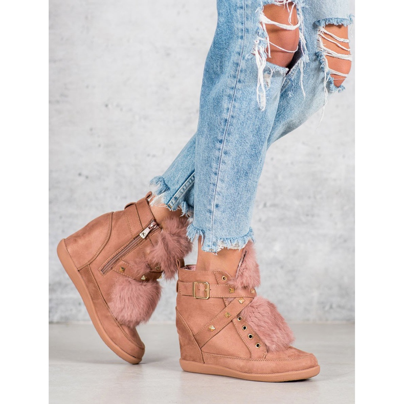 Kylie Turnschuhe mit Fell rosa 1