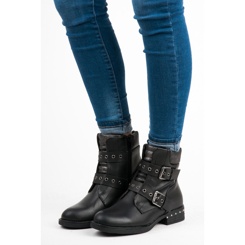 Erynn Modische Arbeiter mit Reißverschluss schwarz 2