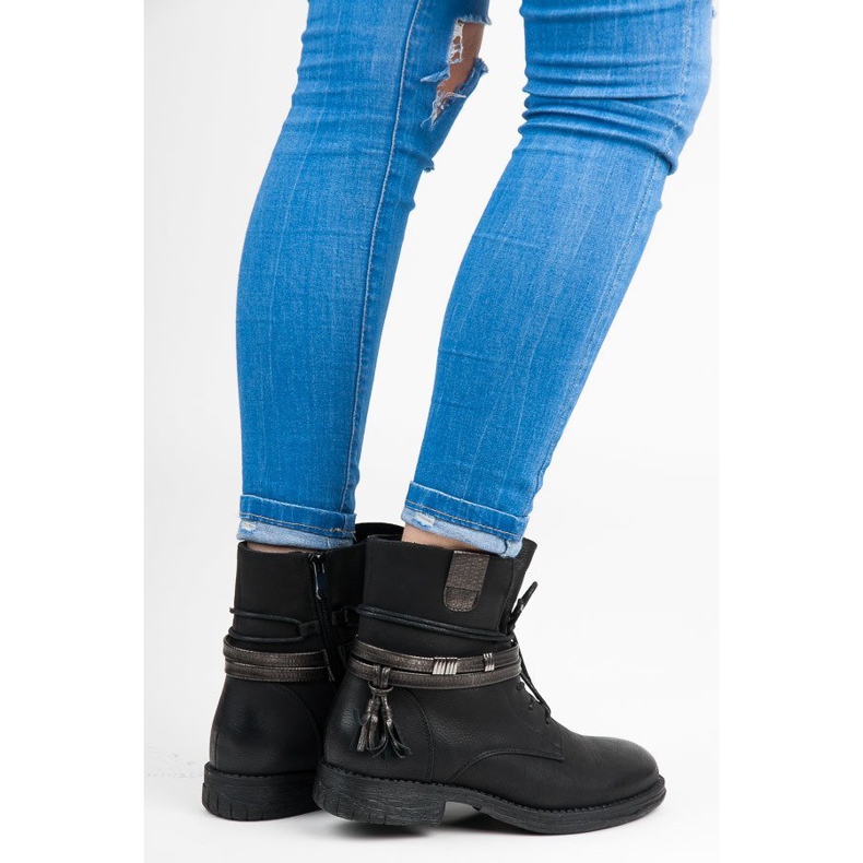 Queentina Schwarze Stiefel mit Reißverschluss 2