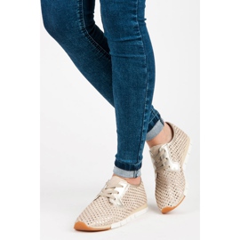 Kylie Modisch gebundene Sneakers gelb braun 1