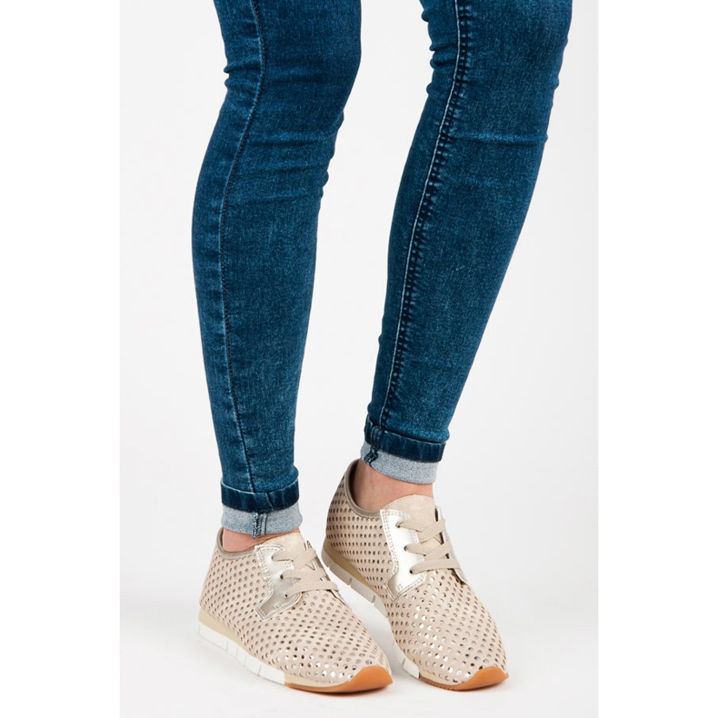 Kylie Modisch gebundene Sneakers gelb braun 2