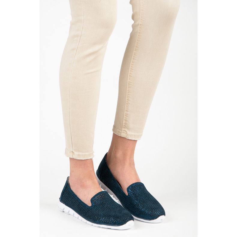 Vinceza Durchbrochene Lederlords navy blau 1