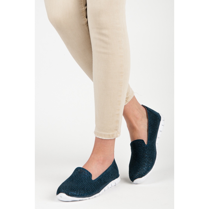 Vinceza Durchbrochene Lederlords navy blau 2