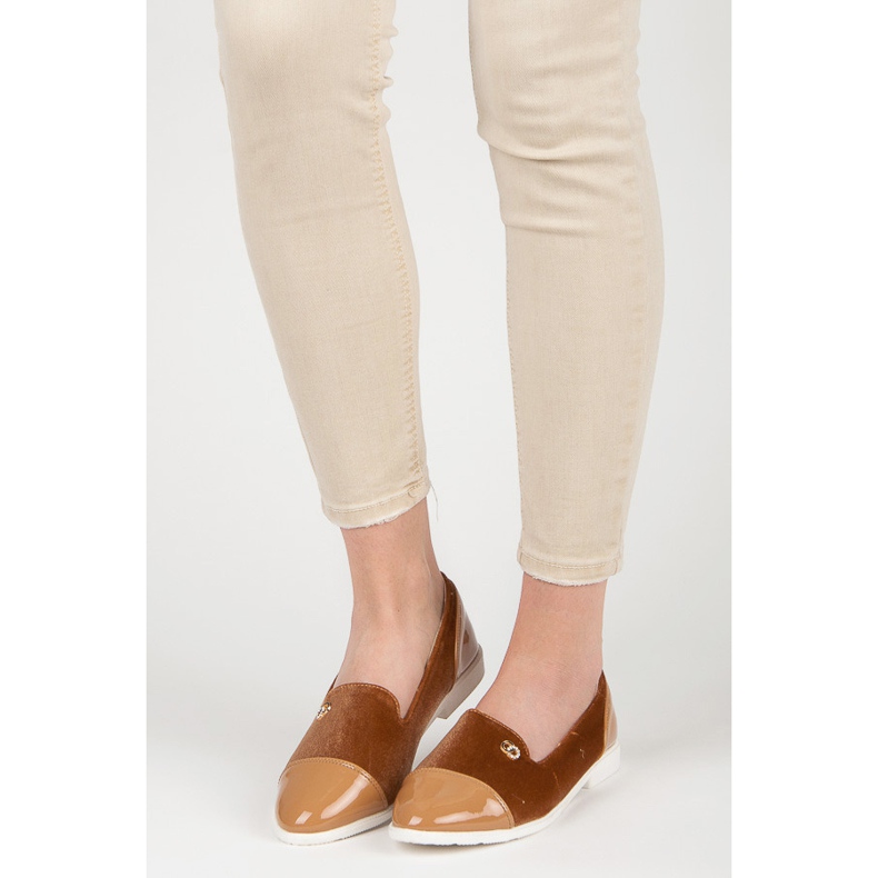 Ballerinas aus Velours braun 1