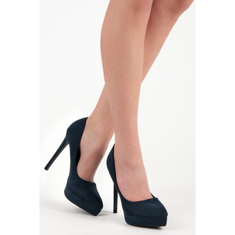 Bestelle Wildleder-Heels auf der Plattform blau 2