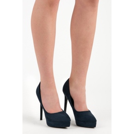 Bestelle Wildleder-Heels auf der Plattform blau 1