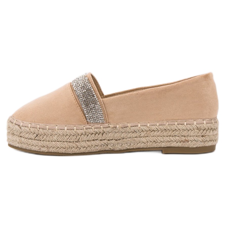 SHELOVET Espadrilles mit Kristallen braun 1