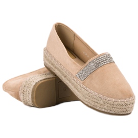 SHELOVET Espadrilles mit Kristallen braun 2