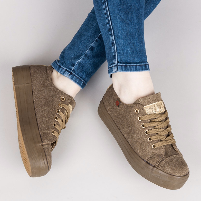 Tony Velours-Turnschuhe auf der Plattform grün 1