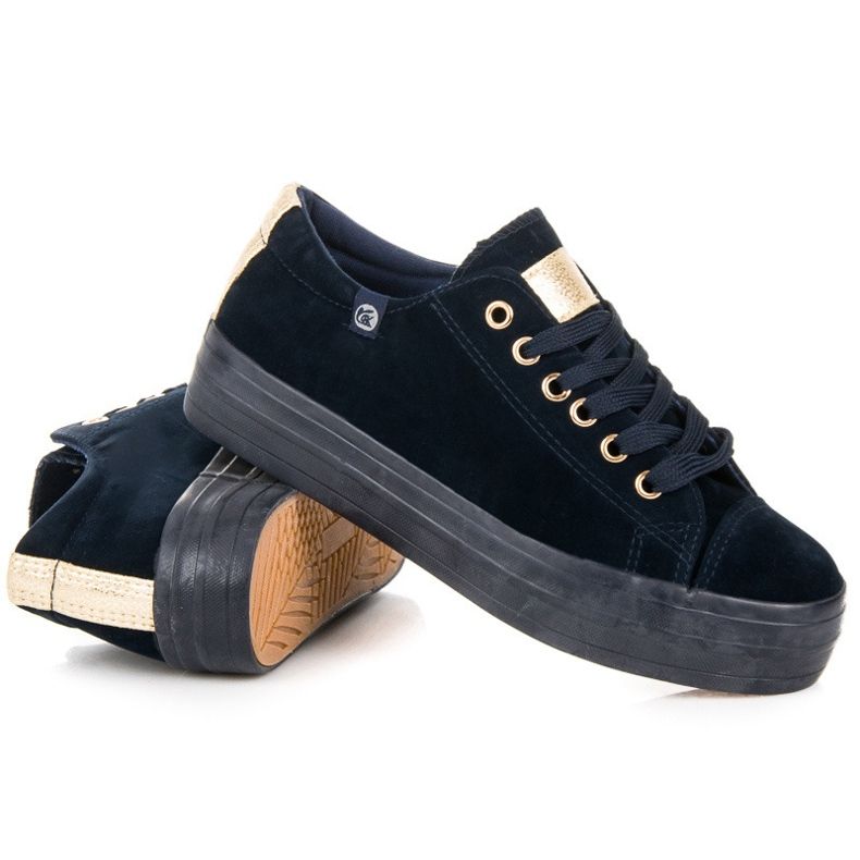 Tony Velours-Turnschuhe auf der Plattform blau 1