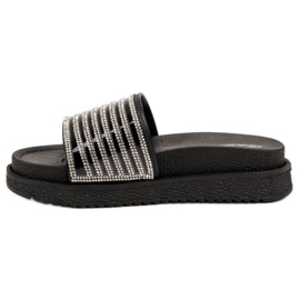 Bello Star Hausschuhe mit Kristallen schwarz 1