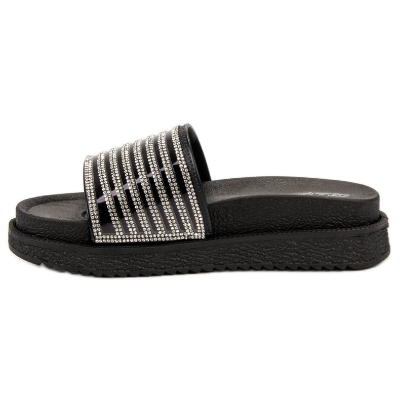 Bello Star Hausschuhe mit Kristallen schwarz 1