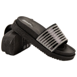 Bello Star Hausschuhe mit Kristallen schwarz 2