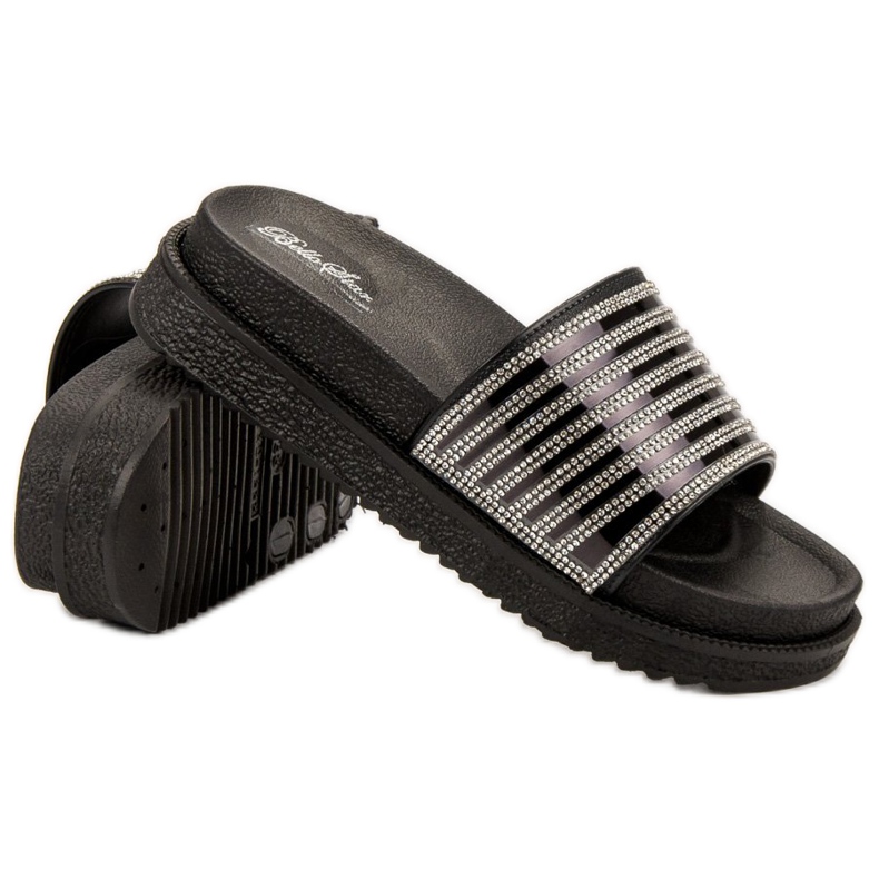 Bello Star Hausschuhe mit Kristallen schwarz 2