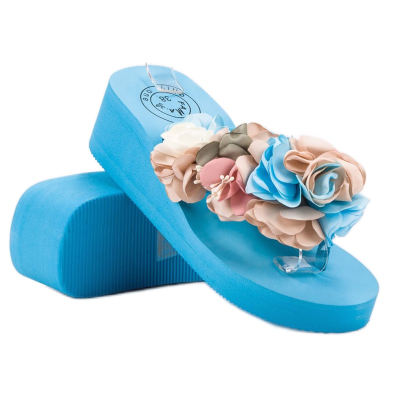 Fama Flip-Flops mit Schaumstoffkeil blau 1