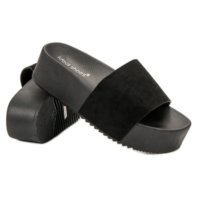 Ideal Shoes Hausschuhe auf der Plattform schwarz 1