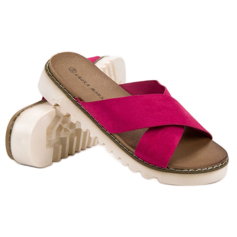 Laura Mode Fuchsia Wildleder Hausschuhe lila 2