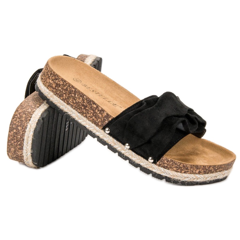 Bestelle Hausschuhe mit Rüschen schwarz 1