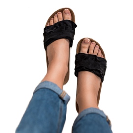 Bestelle Hausschuhe mit Rüschen schwarz 2