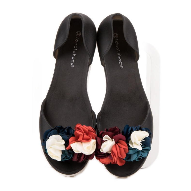 Ideal Shoes Meliski mit Blumen schwarz 1