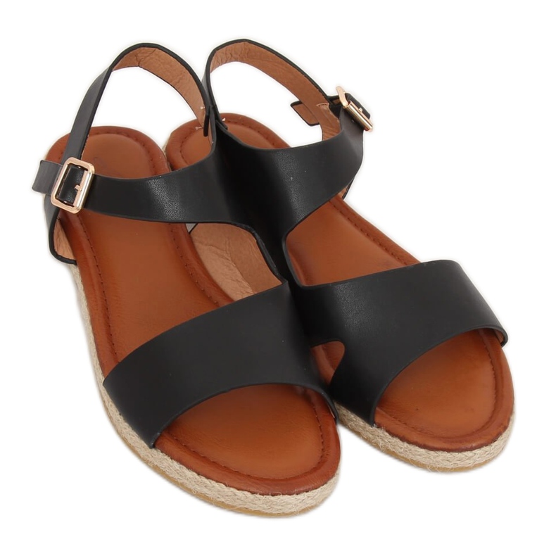 Schwarze Damensandalen H-7 Schwarz 2