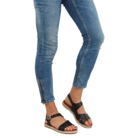 Schwarze Damensandalen H-7 Schwarz 1