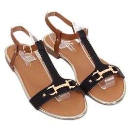 Schwarze Damensandalen 127-97 Schwarz braun 1