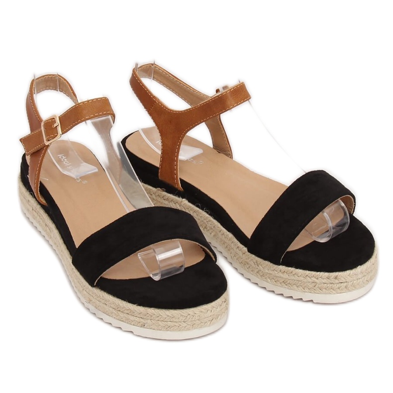 Schwarze Espadrilles-Sandalen Y-8224 Schwarz 2
