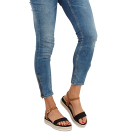 Schwarze Espadrilles-Sandalen Y-8224 Schwarz 1