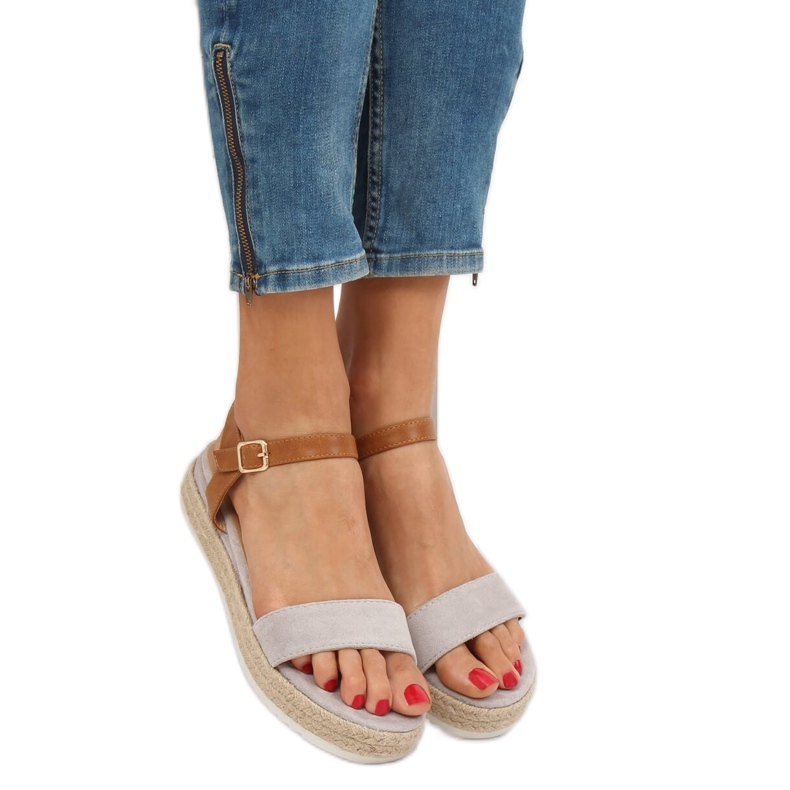 Graue Espadrilles-Sandalen Y-8224 Grau braun 1