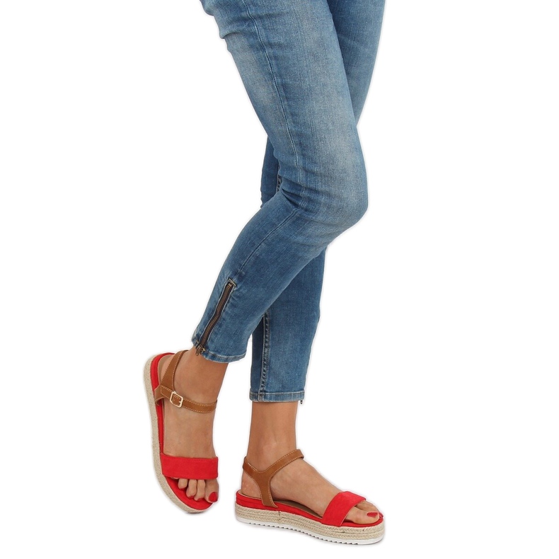 Rote Espadrilles-Sandalen Y-8224 Rot braun 1