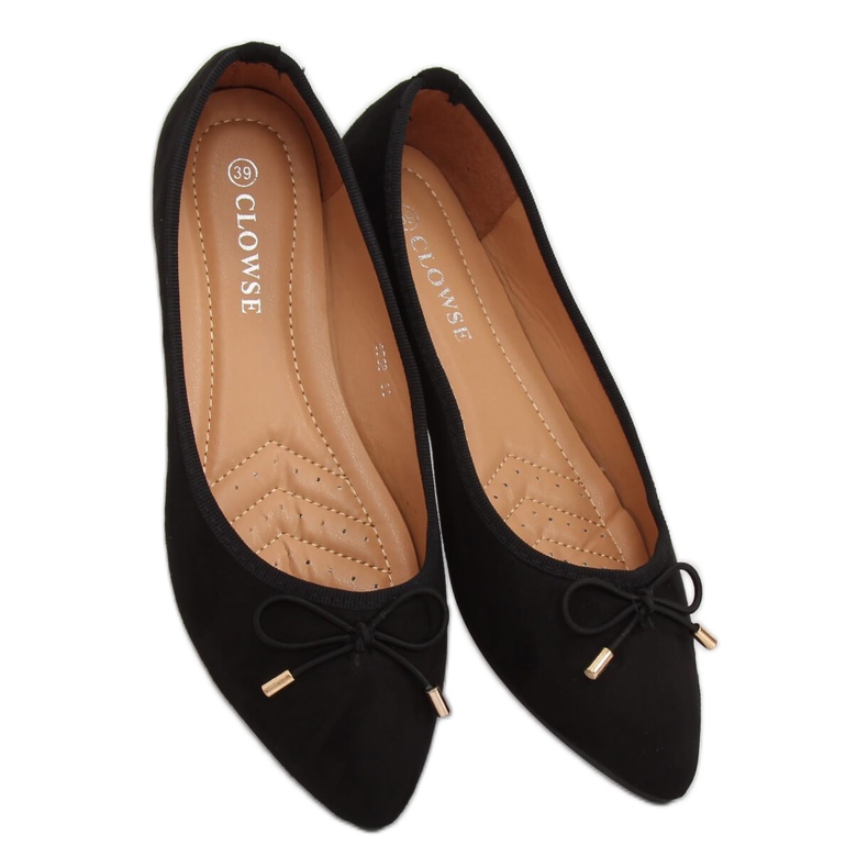 Schwarz 8F58 Schwarze Ballerinas mit Mandelzehen 1