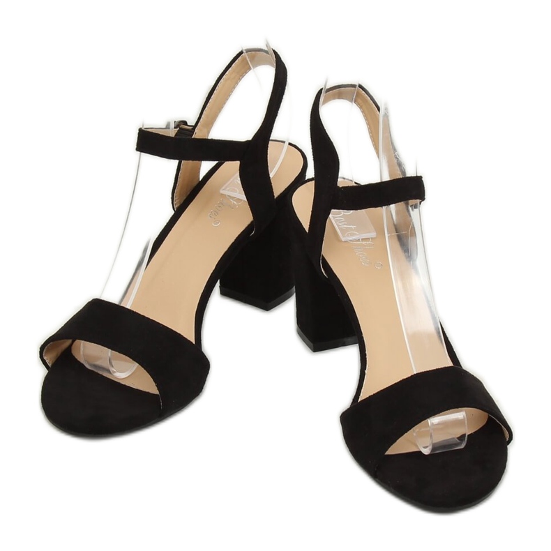 Schwarz FH-3M25 Schwarze Sandalen am Pfosten 1