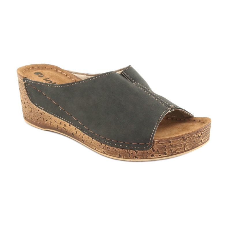 Damenhausschuhe Keil Inblu NG002 schwarz braun mehrfarbig 1