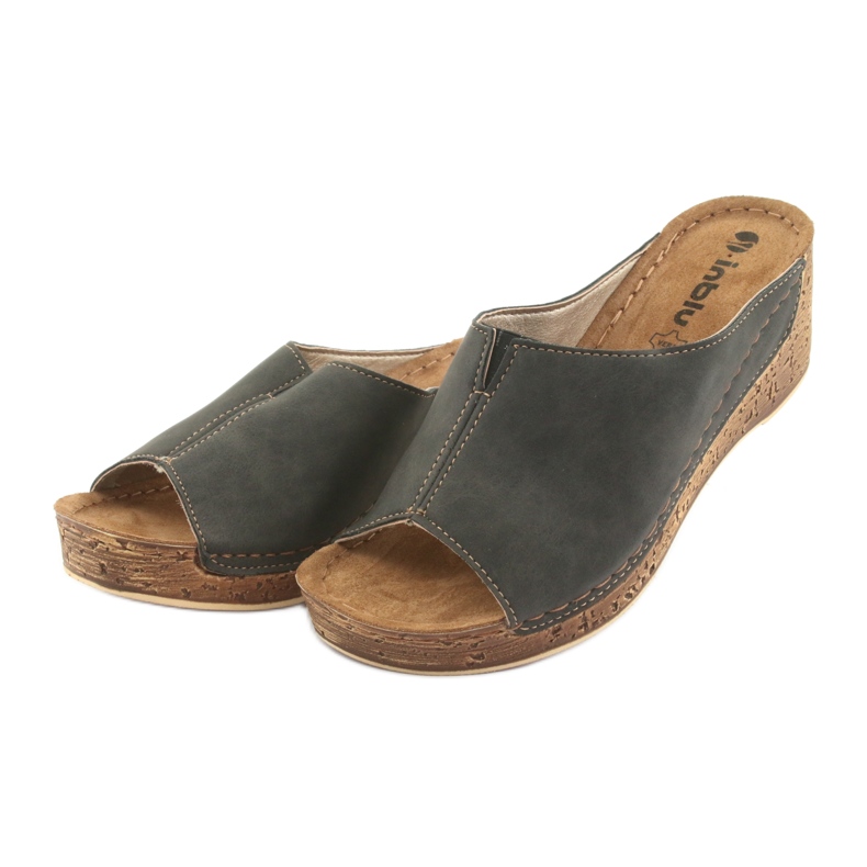 Damenhausschuhe Keil Inblu NG002 schwarz braun mehrfarbig 3