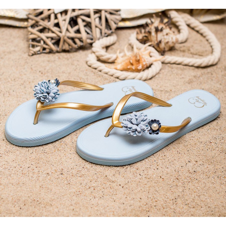 Ax Boxing Flip-Flops mit Blumen blau 2