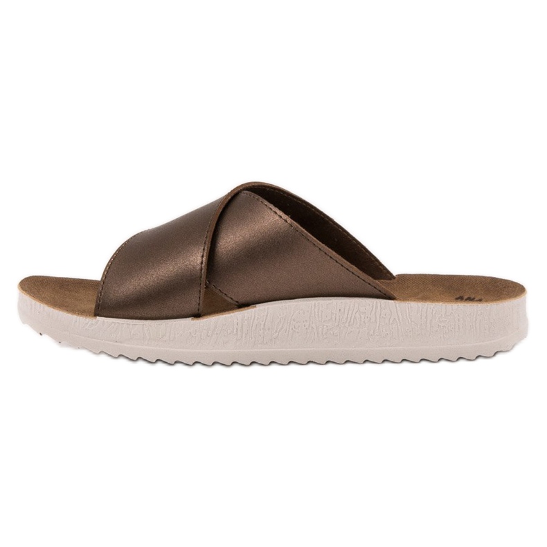 SHELOVET Hausschuhe aus Öko-Leder braun 1