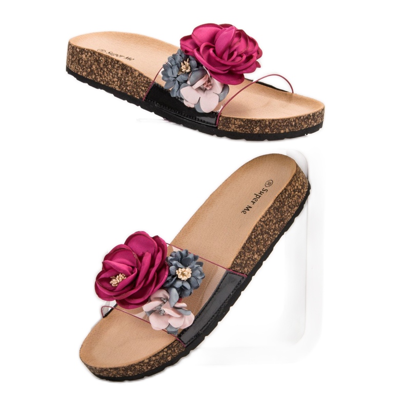 Super Me Hausschuhe mit Blumen violett mehrfarbig 1