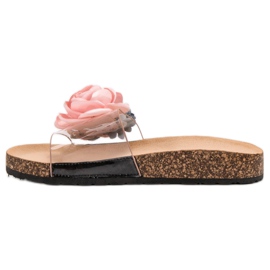 Super Me Hausschuhe mit Blumen rosa 1