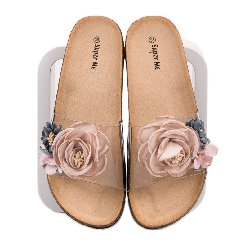 Super Me Hausschuhe mit Blumen braun mehrfarbig 1
