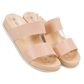 Laura Mode Beige Gummi Hausschuhe 1