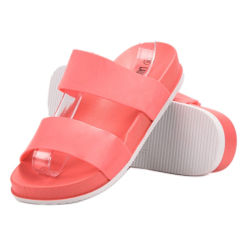 Laura Mode Koralle Gummi Hausschuhe rot 1