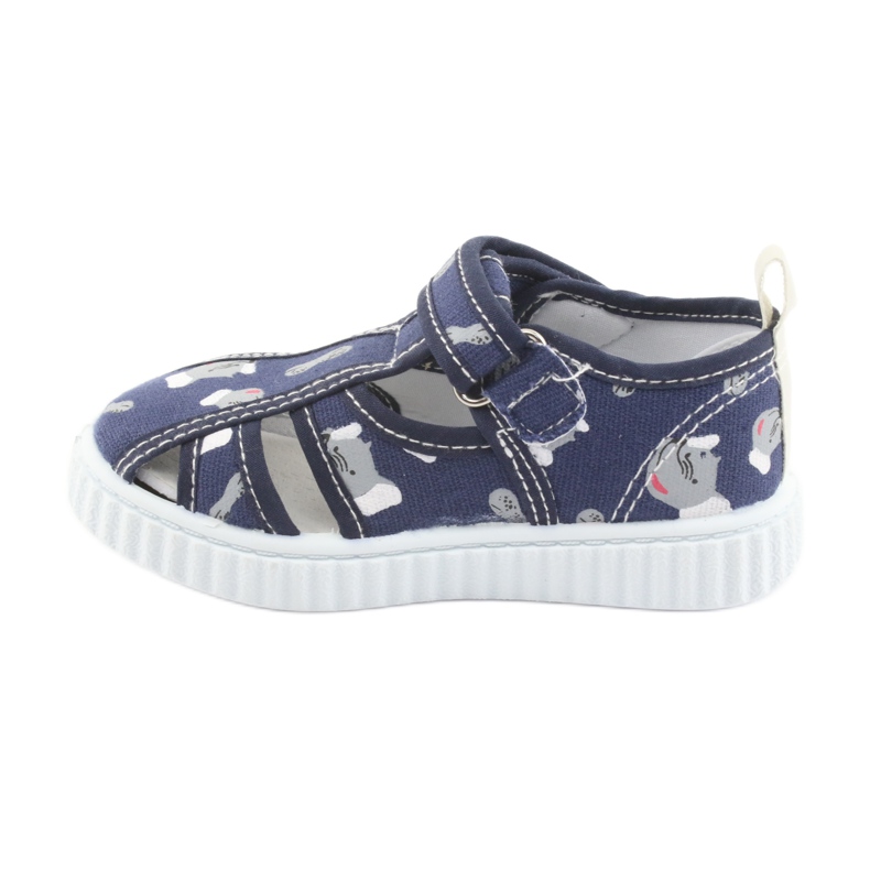 American Club marineblaue Kinderschuhe mit Klettverschluss TEN 27/19 weiß navy blau grau 2