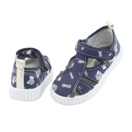 American Club marineblaue Kinderschuhe mit Klettverschluss TEN 27/19 weiß navy blau grau 4
